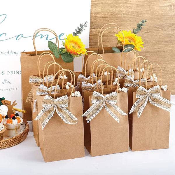 Premium brown kraft paper handle bags for gifting and retail