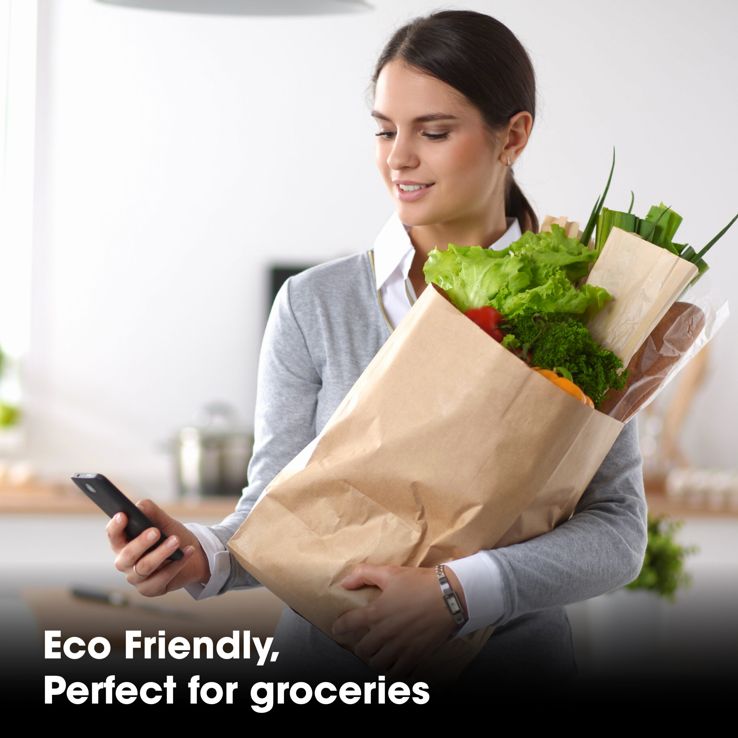 Brown Kraft Sac Paper Bags - Eco-Friendly & Biodegradable 8LB .