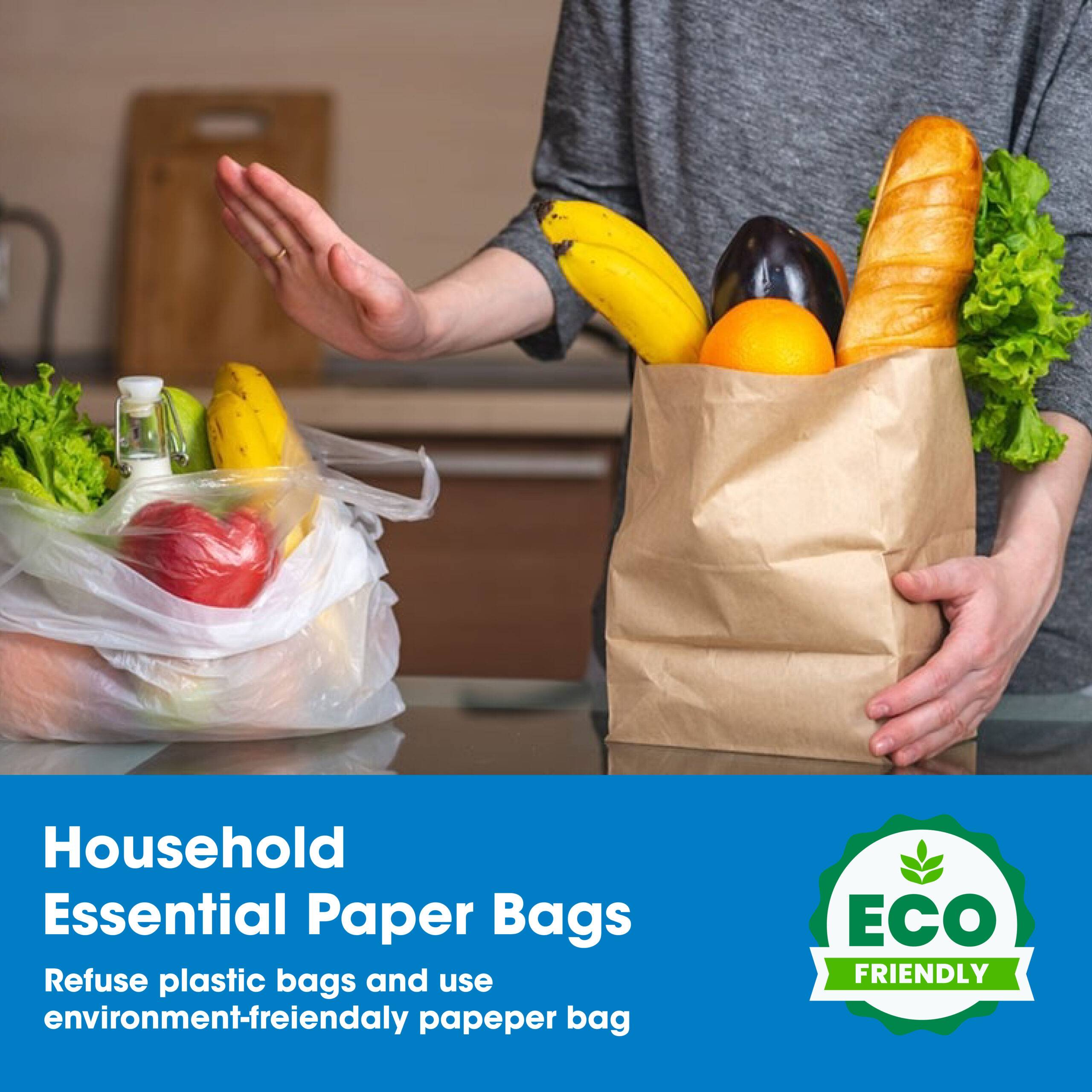 Brown Kraft Sac Paper Bags - Eco-Friendly & Biodegradable 8LB .