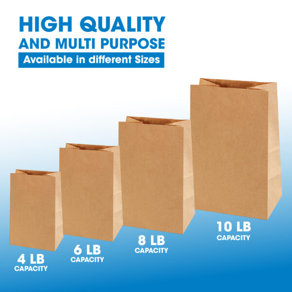 Brown Kraft Sac Paper Bags - Eco-Friendly & Biodegradable 4LB , 6LB , 8LB , 10LB .