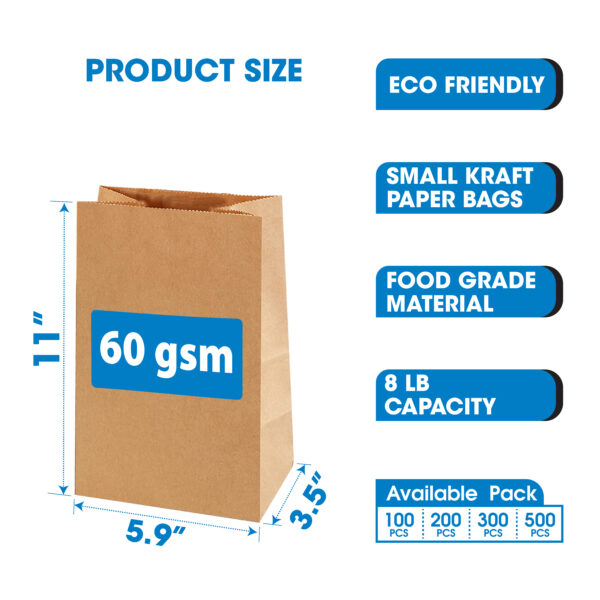Brown Kraft Sac Paper Bags - Eco-Friendly & Biodegradable 8LB .
