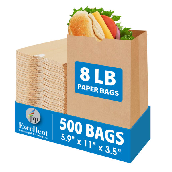 Brown Kraft Sac Paper Bags - Eco-Friendly & Biodegradable 8LB .