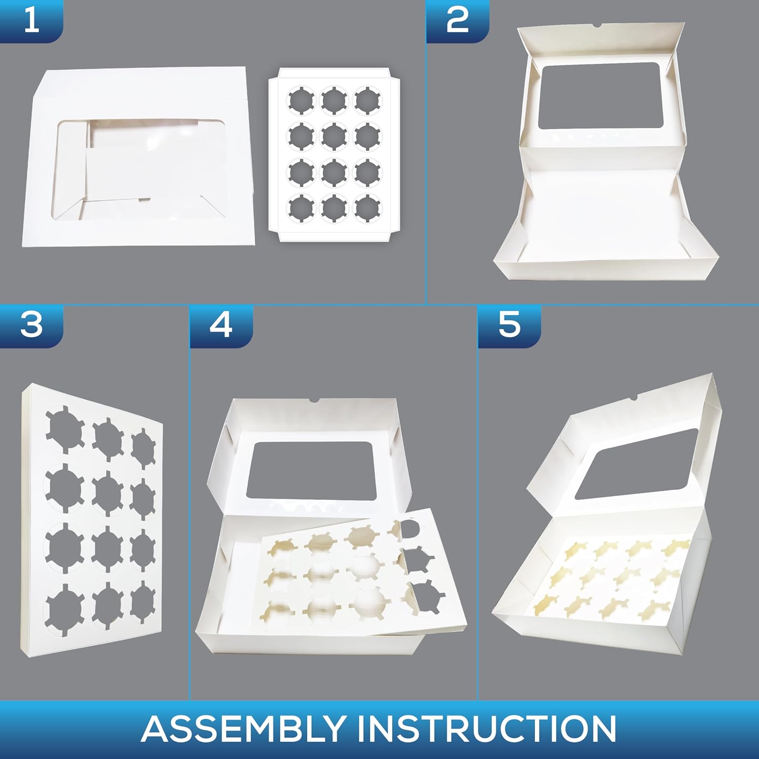 Excellent Packaging & Printing 12 cup cake box assembly instructions image