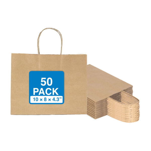 Eco-friendly brown handle paper bags for retail and food packaging
