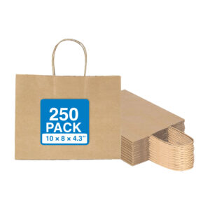 Eco-friendly brown handle paper bags for retail and food packaging